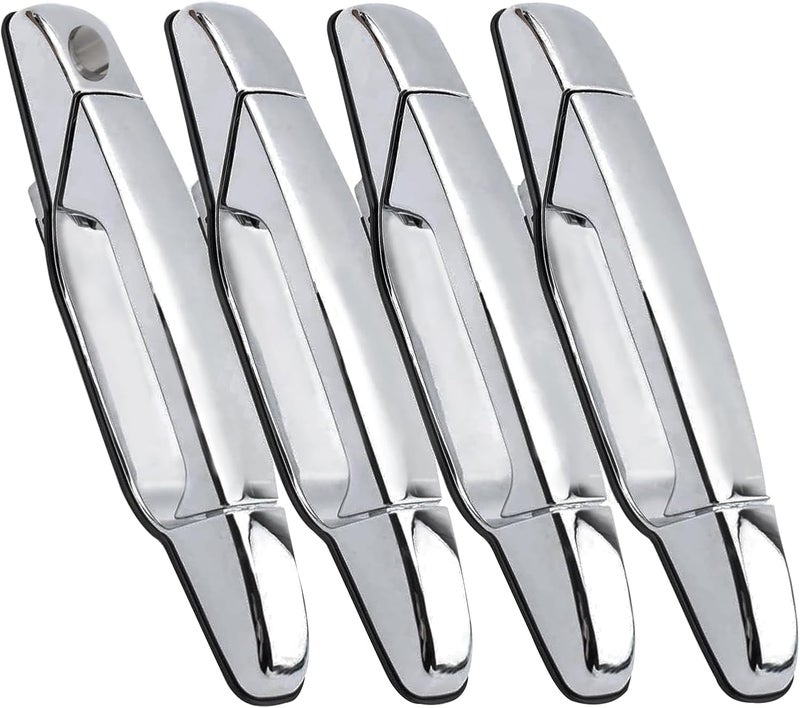 Reeauto Front Rear Left & Right Exterior Door Handle Compatible with 2007-2013 Silverado Suburban Tahoe Avalanche Sierra Yukon Cadillac Escalade, Replaces# Outside Door Handle, Chrome - Image 1